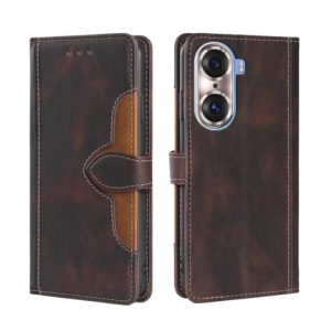 For Honor 60 Pro Skin Feel Straw Hat Magnetic Buckle Leather Phone Case(Brown) (OEM)