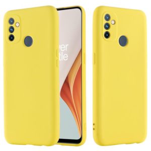 For OnePlus Nord N100 Pure Color Liquid Silicone Shockproof Full Coverage Case(Yellow) (OEM)