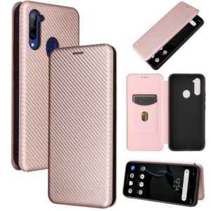 For ZTE Libero 5G Carbon Fiber Texture Horizontal Flip TPU + PC + PU Leather Case with Card Slot(Pink) (OEM)