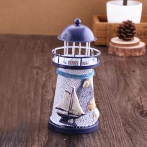 Creative Mediterranean Style Iron Handmade Flash Lighthouse, Random Style Delivery, Size: 14.5*6.5cm (OEM)