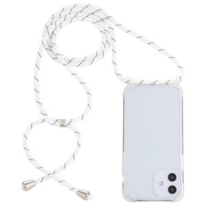 For iPhone 12 mini Transparent Acrylic Airbag Shockproof Phone Protective Case with Lanyard (White Grey Fine Lines) (OEM)