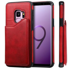For Galaxy S9 Shockproof Calf Texture Protective Case with Holder & Card Slots & Frame(Red) (OEM)