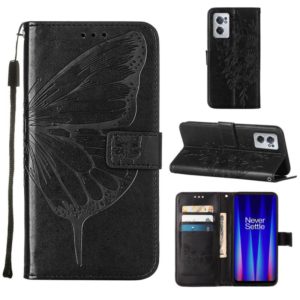 For OnePlus Nord CE 2 5G Embossed Butterfly Leather Phone Case(Black) (OEM)