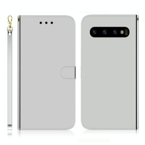 For Galaxy S10 Imitated Mirror Surface Horizontal Flip Leather Case with Holder & Card Slots & Wallet & Lanyard(Silver) (OEM)