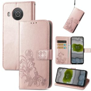 For Nokia X10 Four-leaf Clasp Embossed Leather Phone Case(Rose Gold) (OEM)