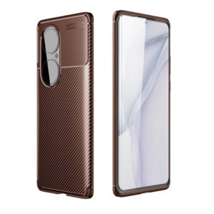 For Huawei P50 Pro Carbon Fiber Texture Shockproof TPU Case(Brown) (OEM)