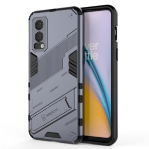 For OnePlus Nord 2 5G Punk Armor 2 in 1 PC + TPU Shockproof Case with Invisible Holder(Grey) (OEM)