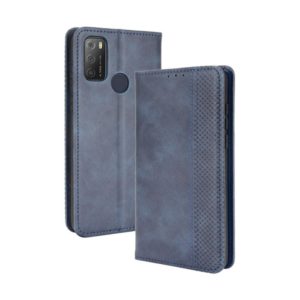 For TCL 20Y Magnetic Buckle Retro Texture Leather Phone Case(Blue) (OEM)