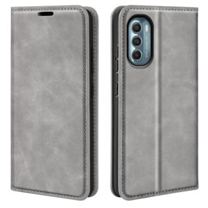 For Motorola Moto G 5G 2022 Retro-skin Magnetic Suction Leather Phone Case(Grey) (OEM)