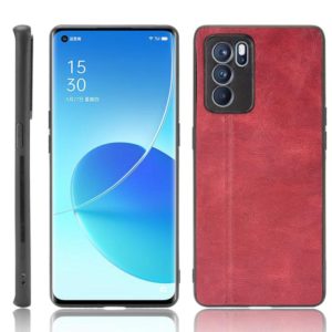For OPPO Reno6 Pro Shockproof Sewing Cow Pattern Skin PC + PU + TPU Case(Red) (AZNS) (OEM)