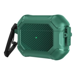 Carbon Brazing Dimension TPU+PC Headphone Protective Cover with Switch Lock & Carabiner For AirPods Pro(Green) (OEM)