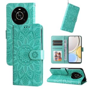 For Honor X30 / X9 5G / 4G Embossed Sunflower Leather Phone Case(Green) (OEM)