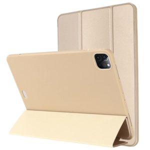 For iPad Pro 11 2022 / 2021 / 2020 TPU Horizontal Flip Leather Tablet Case with Three-folding Holder(Gold) (OEM)