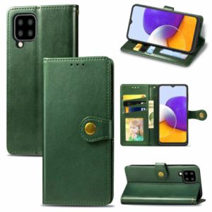 For Samsung Galaxy A22 5G Solid Color Leather Buckle Phone Case with Lanyard & Photo Frame & Card Slot & Wallet & Stand Function(Green) (OEM)