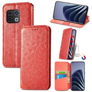For OnePlus 10 Pro Blooming Mandala Embossed Magnetic Leather Phone Case(Red) (OEM)