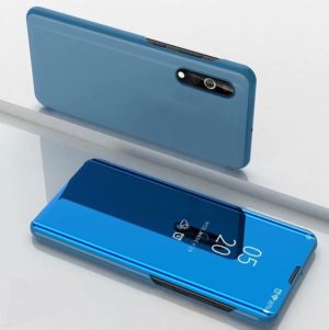 For Huawei Enjoy 10e Plated Mirror Horizontal Flip Leather Case with Holder(Blue) (OEM)