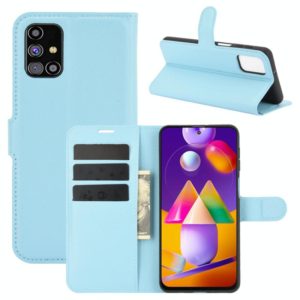 For Samsung Galaxy M31s Litchi Texture Horizontal Flip Protective Case with Holder & Card Slots & Wallet(Blue) (OEM)