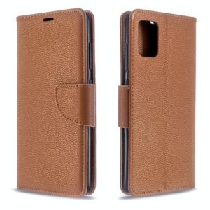 For Galaxy A51 Litchi Texture Pure Color Horizontal Flip PU Leather Case with Holder & Card Slots & Wallet & Lanyard(Brown) (OEM)