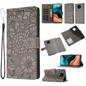 For Xiaomi Redmi K30 Pro Skin Feel Embossed Sunflower Horizontal Flip Leather Case with Holder & Card Slots & Wallet & Lanyard(Grey) (OEM)