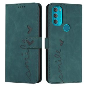 For Motorola Moto G71 5G Skin Feel Heart Pattern Leather Phone Case(Green) (OEM)