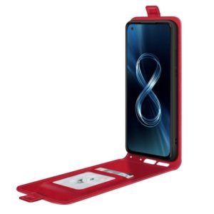 For Asus Zenfone 8 R64 Texture Single Vertical Flip Leather Protective Case with Card Slots & Photo Frame(Red) (OEM)