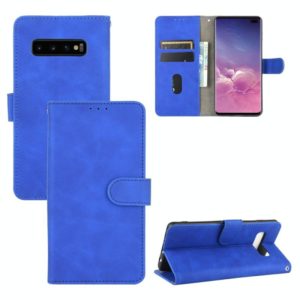 For Samsung Galaxy S10 Plus Solid Color Skin Feel Magnetic Buckle Horizontal Flip Calf Texture PU Leather Case with Holder & Card Slots & Wallet(Blue) (OEM)