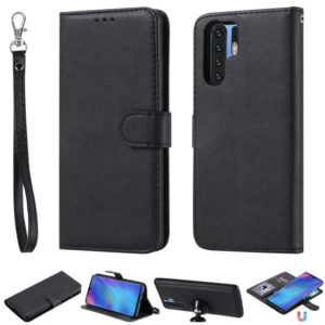 For Huawei P30 Pro Solid Color Horizontal Flip Protective Case with Holder & Card Slots & Wallet & Photo Frame & Lanyard(Black) (OEM)