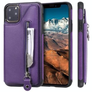 For iPhone 11 Pro Max Solid Color Double Buckle Zipper Shockproof Protective Case(Purple) (OEM)