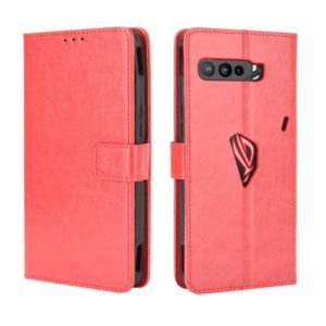 For Asus ROG Phone 3 ZS661KS Retro Crazy Horse Texture Horizontal Flip Leather Case , with Holder & Card Slots & Photo Frame(Red) (OEM)