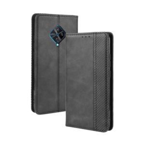For vivo V17 / Y9s / S1 Pro Magnetic Buckle Retro Crazy Horse Texture Horizontal Flip Leather Case with Holder & Card Slots & Photo Frame(Black) (OEM)