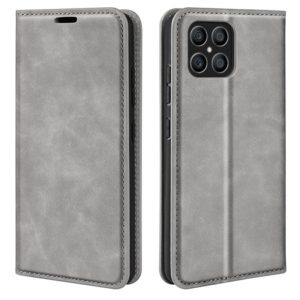 For Honor X8 Retro-skin Magnetic Suction Leather Phone Case(Grey) (OEM)