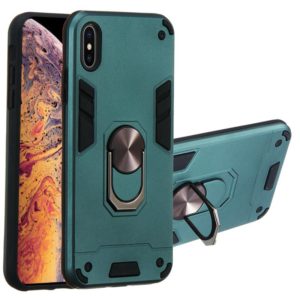 For iPhone XS Max 2 in 1 Armour Series PC + TPU Protective Case with Ring Holder(Dark Green) (OEM)