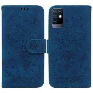 For Infinix Note 10 X693 Butterfly Rose Embossed Leather Phone Case(Blue) (OEM)