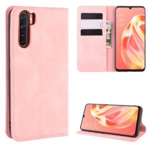 For OPPO A91/OPPO F15/OPPO Reno 3 Retro-skin Business Magnetic Suction Horizontal Flip PU Leather Case with Holder & Card Slots & Wallet(Pink) (OEM)