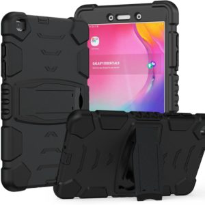For Samsung Galaxy Tab A8.0 2019 T290 3-Layer Protection Screen Frame + PC + Silicone Shockproof Combination Case with Holder(Black+Black) (OEM)