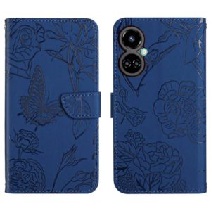 For Tecno Camon 19 4G HT03 Skin Feel Butterfly Embossed Flip Leather Phone Case(Blue) (OEM)