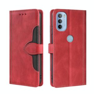 For Motorola Moto G31 / G41 Skin Feel Straw Hat Magnetic Buckle Leather Phone Case(Red) (OEM)