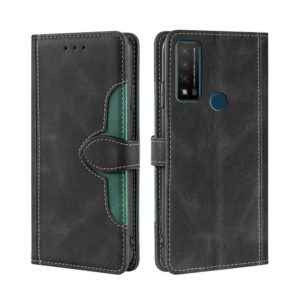 For TCL 20R 5G / Bremen / 20AX 5G Skin Feel Straw Hat Magnetic Buckle Leather Phone Case(Black) (OEM)