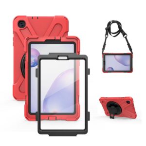For Samsung Galaxy Tab A 8.4 2020 T307U Shockproof Colorful Silicone + PC Protective Case with Holder & Shoulder Strap & Hand Strap & Screen Protector(Red) (OEM)