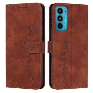 For Motorola Edge 20 Skin Feel Heart Pattern Leather Phone Case(Brown) (OEM)