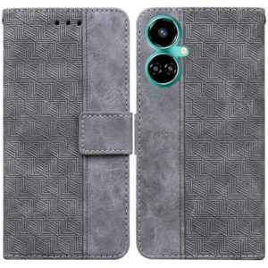 For Tecno Camon 19 Pro 5G Geometric Embossed Leather Phone Case(Grey) (OEM)