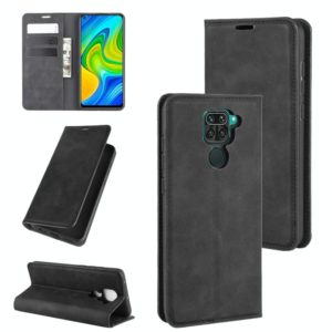 For Xiaomi Redmi Note 9/10X 4G Retro-skin Business Magnetic Suction Leather Case with Holder & Card Slots & Wallet(Black) (OEM)