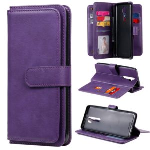 For OPPO A9 (2020) / A11x / A5 (2020) Multifunctional Magnetic Copper Buckle Horizontal Flip Solid Color Leather Case with 10 Card Slots & Wallet & Holder & Photo Frame(Purple) (OEM)