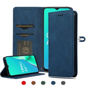 For OPPO A9 2020 & A5 2020 & A11X Retro Skin Feel Business Magnetic Horizontal Flip Leather Case(Navy Blue) (OEM)