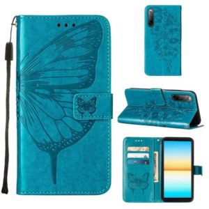 For Sony Xperia 10 IV Embossed Butterfly Leather Phone Case(Blue) (OEM)