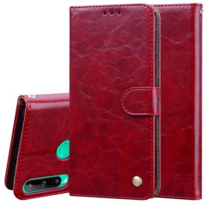 For Huawei P40 lite E Business Style Oil Wax Texture Horizontal Flip Leather Case with Holder & Card Slots & Wallet(Brown Red) (OEM)