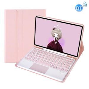 YT102B-A Detachable Candy Color Skin Feel Texture Round Keycap Bluetooth Keyboard Leather Case with Touch Control For iPad 10.2 2020 & 2019 / Air 2019 / Pro 10.5 inch(Pink) (OEM)