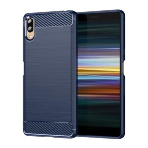 For Sony Xperia L3 Brushed Texture Carbon Fiber TPU Phone Case(Blue) (OEM)