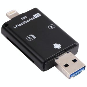 NK-208 3 in 1 i-Flash TF Card / SD Card Reader For 8 Pin + USB 2.0 + Micro USB Devices(Black) (OEM)