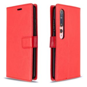 For xiaomi 10 Crazy Horse Texture Horizontal Flip Leather Case with Holder & Card Slots & Wallet & Photo Frame(Red) (OEM)